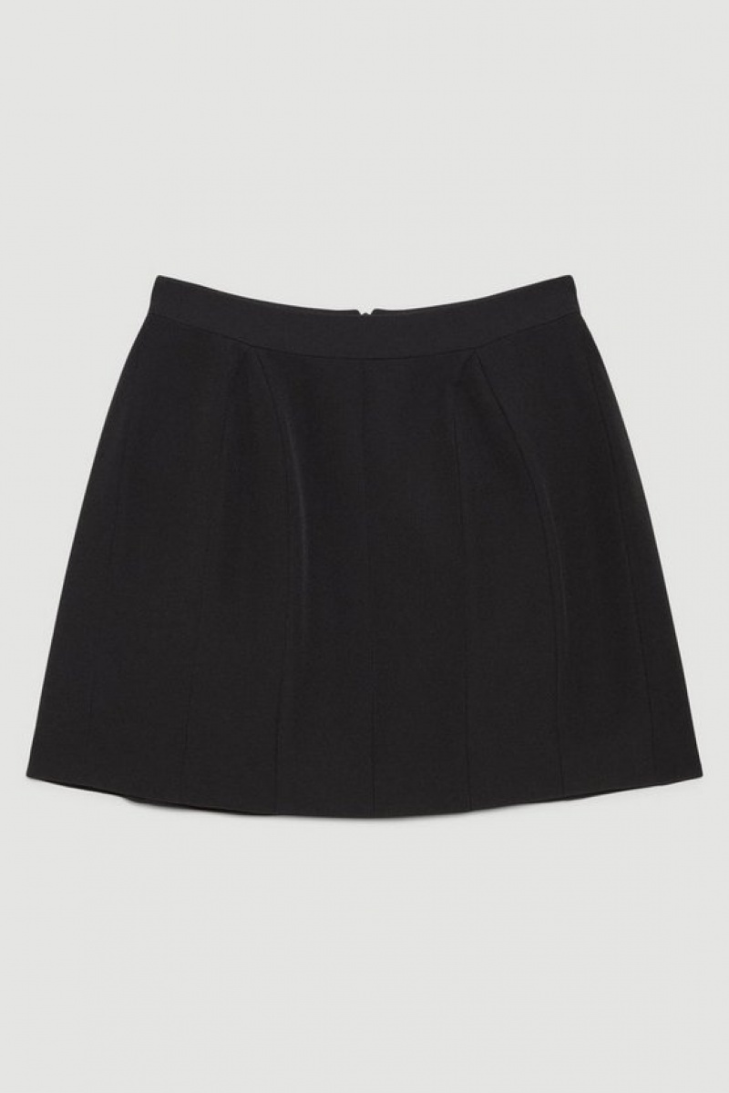 Black Karen Millen Structured Stretch Lantern Mini Skirt | 3049OXNFQ